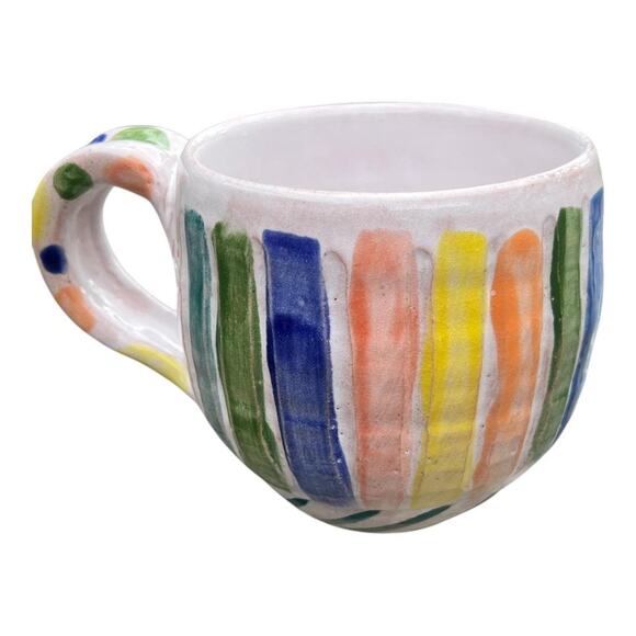 Multi Color Stripes & PolkaDots Pottery Coffee Mug - Picture 14 of 15
